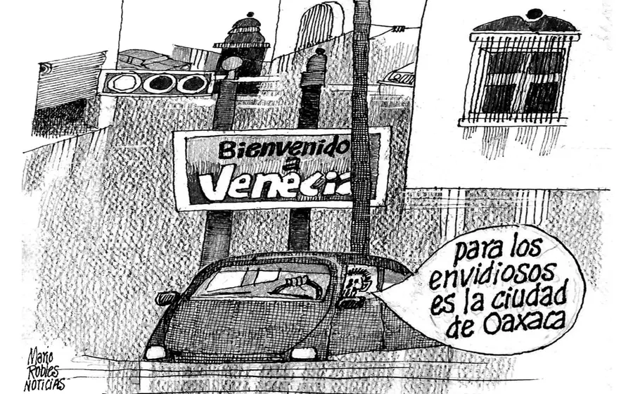 Cartón político del artista Mario Robles que ilustra de manera crítica el concepto del agua reclamando el espacio que ha perdido.
