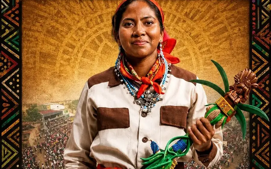 Enidt Azucena Torres Agustiniano, representante del pueblo afromexicano, posa para una fotografía tras ser nombrada la Diosa Centéotl 2026.