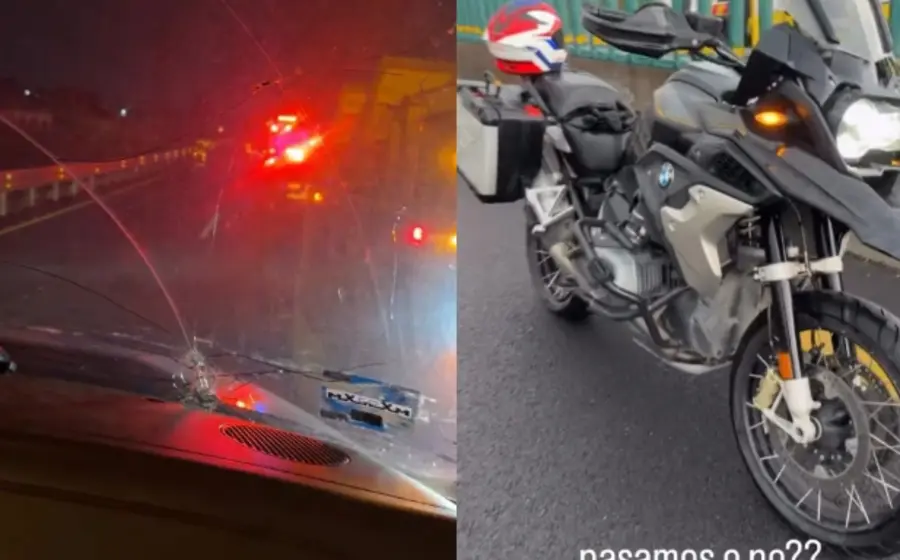 Eduardo Capetillo Jr. en la escena del percance vehicular en carretera que lo dejó atrapado, incidente que afortunadamente no tuvo personas lesionadas.