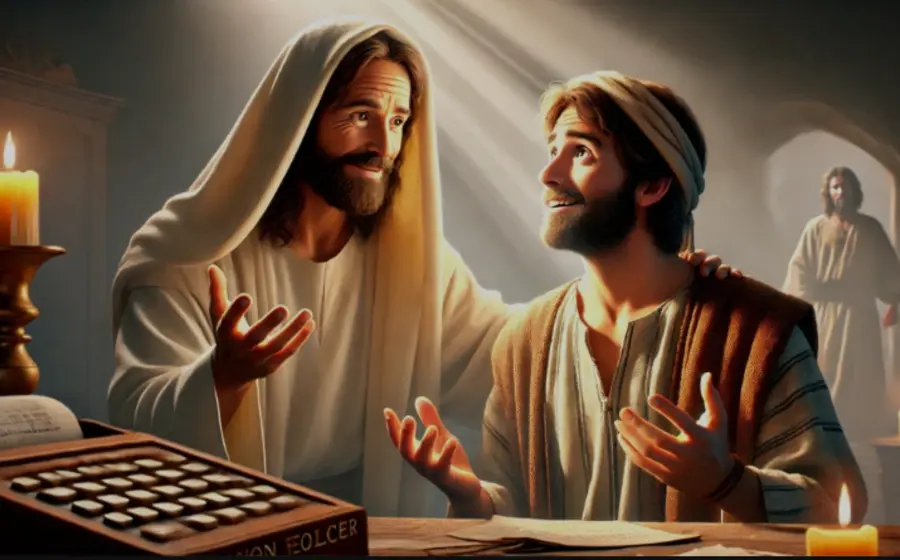 Una representación visual del evangelista Mateo, quien a través de las escrituras demuestra que Jesús es el Mesías anunciado por los profetas.