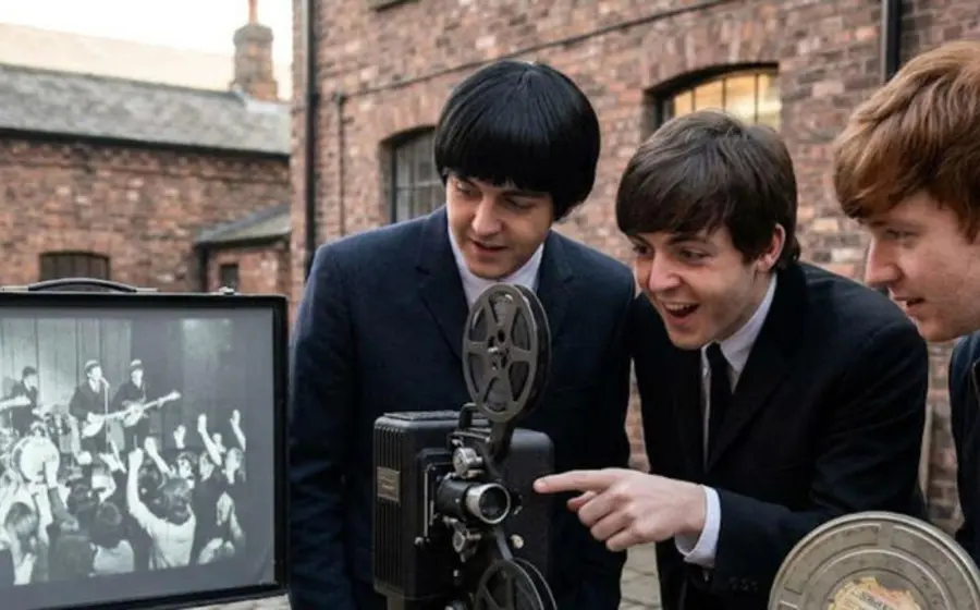 Imagen del metraje inédito de The Beatles, material histórico que habría sido encontrado y rescatado por un coleccionista privado.