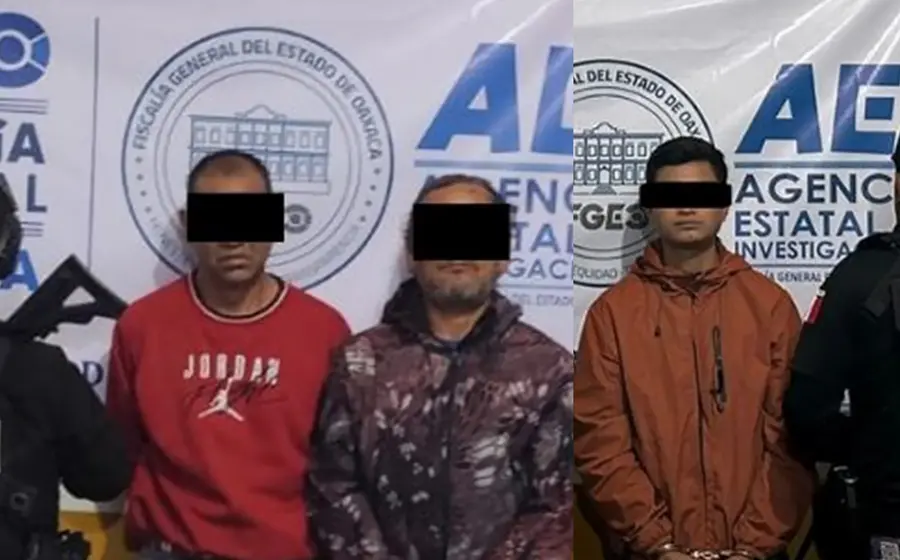 Las tres personas detenidas durante un operativo en Huautla, puestas a disposición de la autoridad competente por su presunta actividad de narcomenudeo.