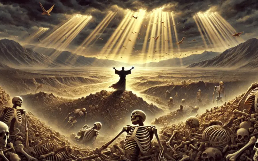 El valle de los huesos secos (Ezequiel 37:1-14).