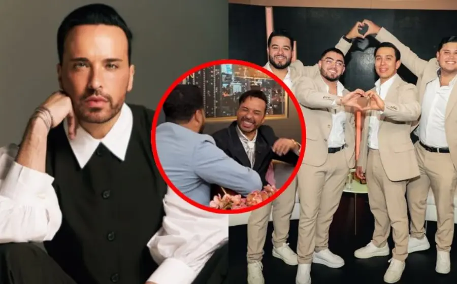 Salvador, vocalista de La Arrolladora Banda El Limón, le dedica una canción romántica a Apio Quijano durante la grabación de su podcast.