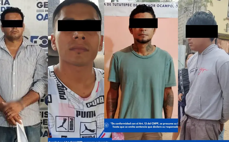 Los cuatro individuos detenidos por la autoridad, puestos a disposición del Juez que los requirió por su presunta comisión de delitos sexuales.