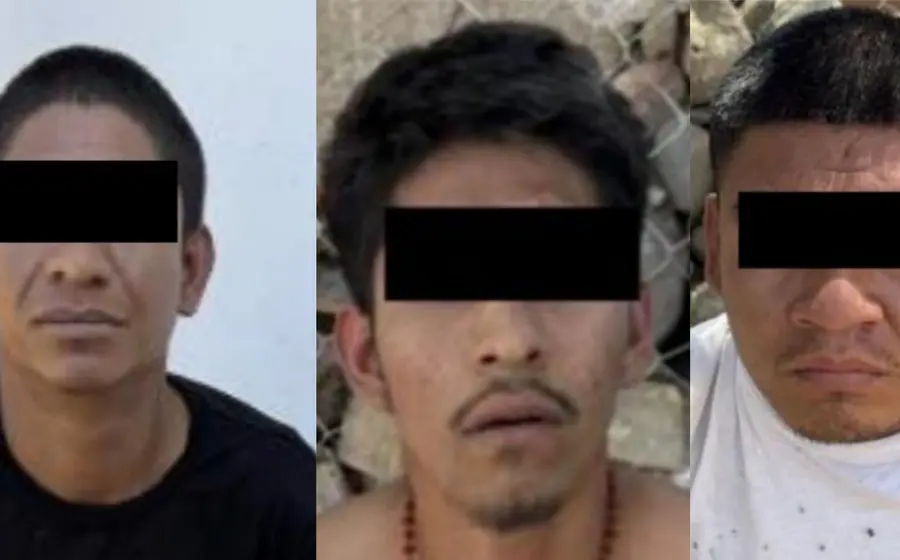 Los tres hombres detenidos, presuntos integrantes de una célula criminal, acusados de una triple ejecución en un motel de Lachigoló.