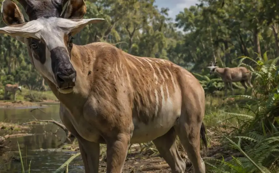 Recreación de un extraño pariente de la jirafa, una especie que vivió hace 15.9 millones de años en la península ibérica.