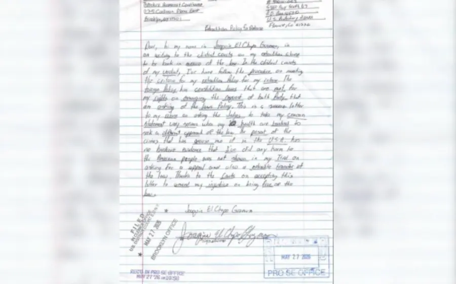 Fotografía de Joaquín Guzmán Loera, conocido como El Chapo, quien alega violaciones a sus derechos y solicita la revisión de su caso.
