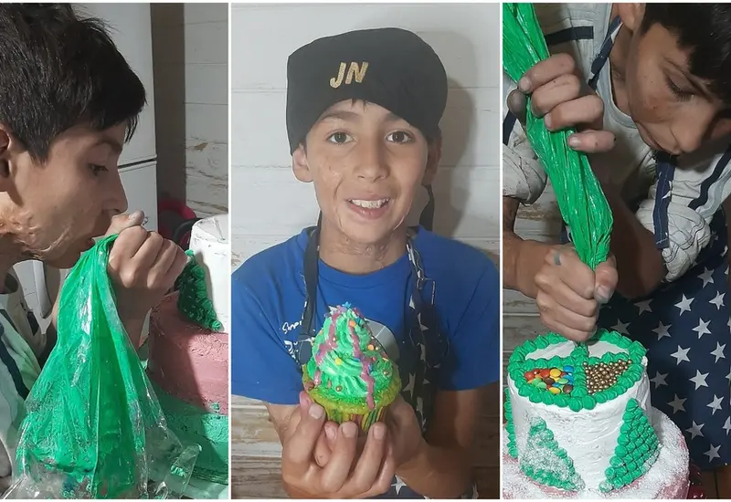 Niño con sus pasteles