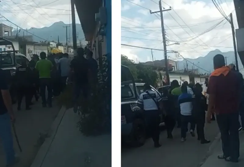 En varios videos se registró el conato de bronca entre la policía municipal y los ciudadanos de Tlacolula de Matamoros. 