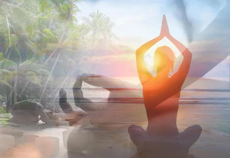 ilustración de meditación en el mar