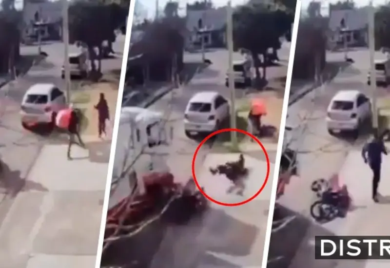 Un camión embiste a uno de dos ladrones que asaltan a mujer.