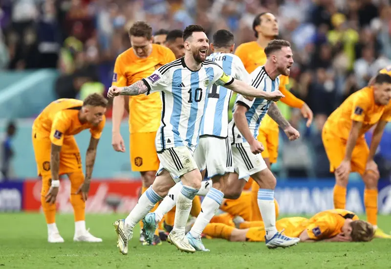 Messi celebra el pase a semifinales.