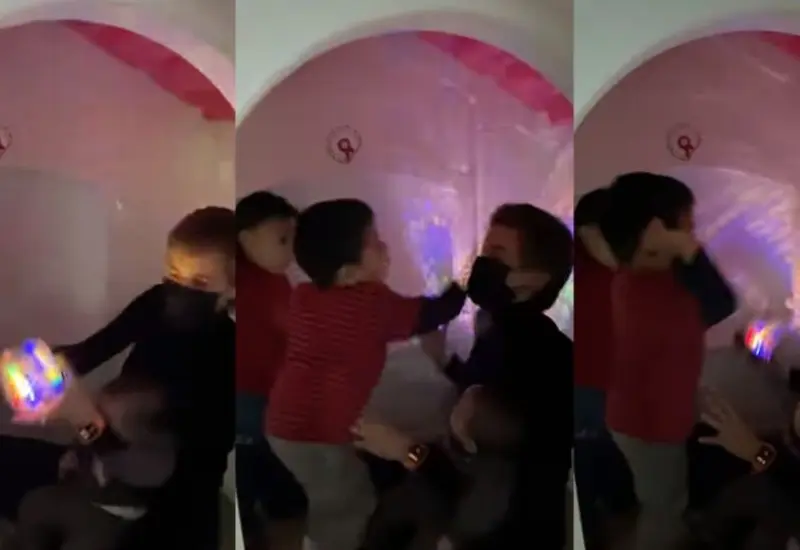 Niño golpeando a Mariana Rodríguez