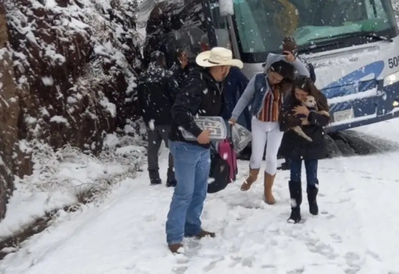 Personas bajo la nieve