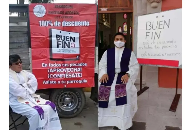 A través de una foto en Facebook, un sacerdote católico decidió hacer su “Buen Fin” con descuentos para pecadores del 50%.