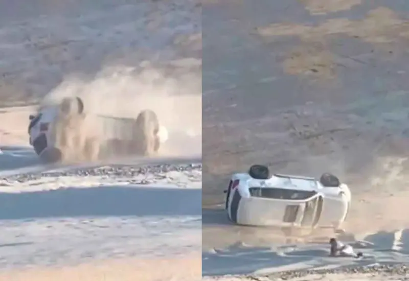Se supo que en la volcadura del automóvil ninguna persona habría resultado con lesiones de gravedad.