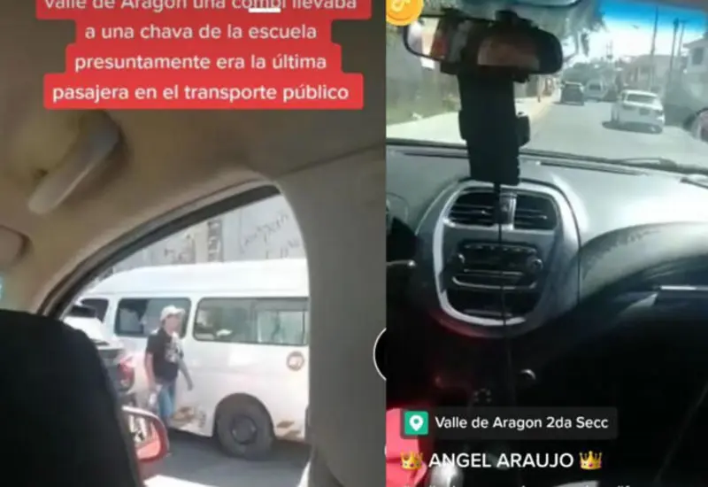 Graban momento en que exhiben al chofer de una combi de pasaje que no deja bajar a una joven.
