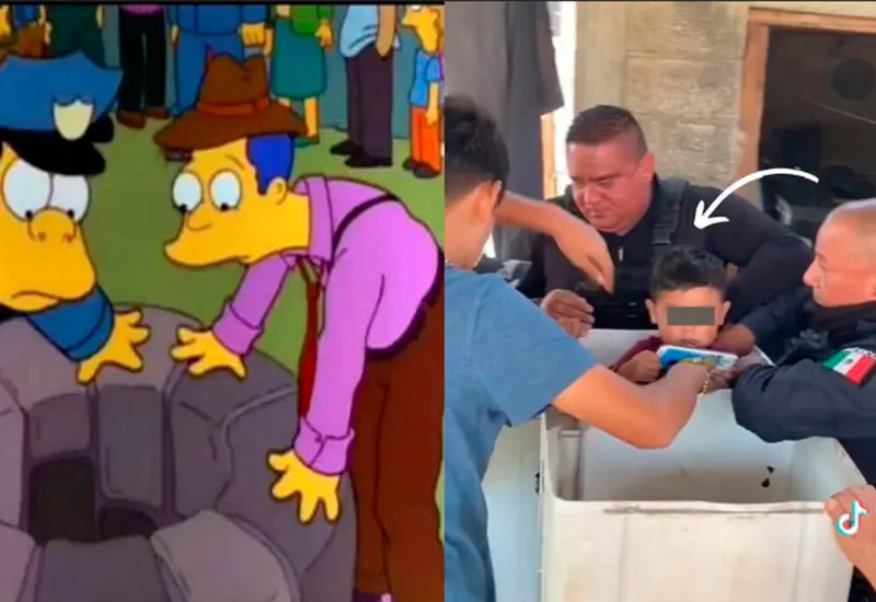 Una internauta compartió el material en que se puede ver al menor atrapado en una lavadora.