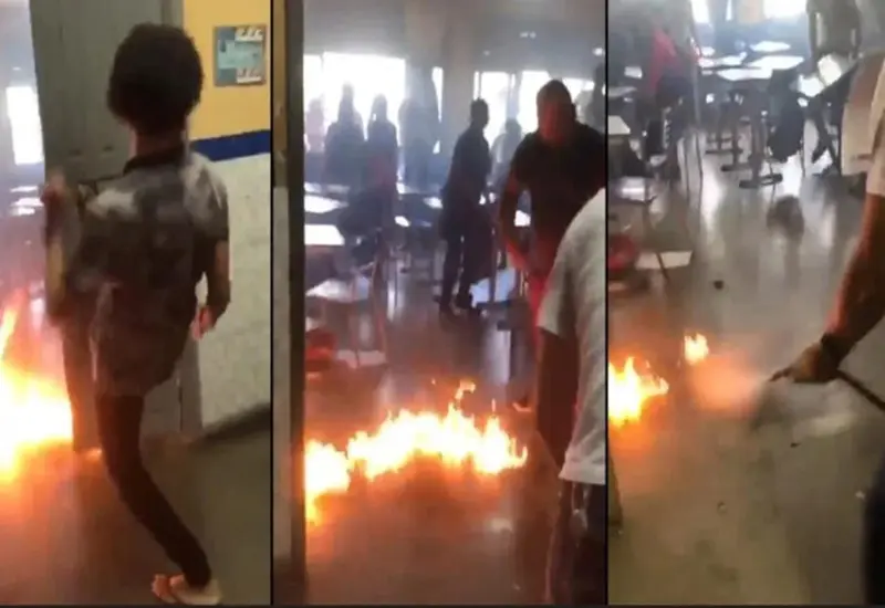 El menor habría rociado gasolina en la puerta del salón.