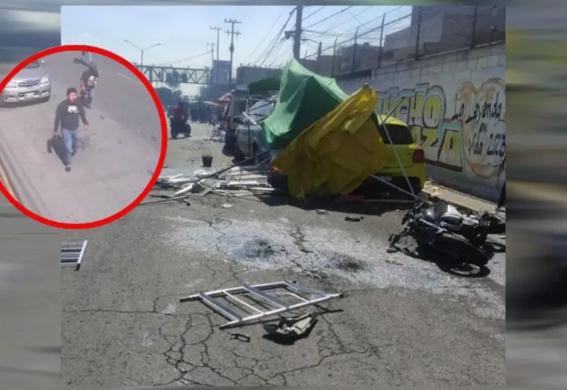 En las imágenes se observa cuando un motociclista pasa a lado de un automóvil color amarillo y al parecer le golpea un espejo, siendo que el conductor inmediatamente acelera y lo “centra” para atropellarlo.
