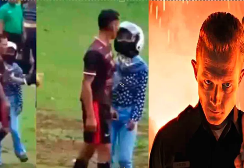 El hombre, que viste uniforme deportivo con short y camiseta, muy apenado y enojado trata de alejarse de su pareja.