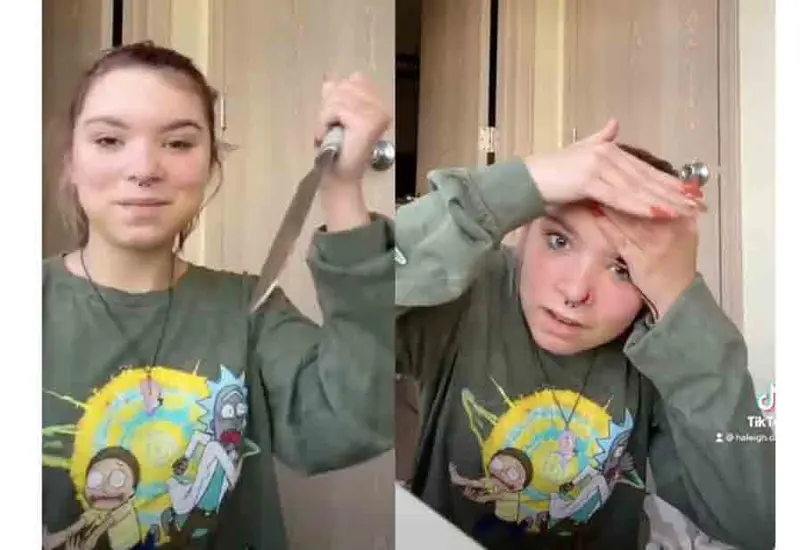 La usuaria llamada Haleigh decidió intentar el reto, pero cometió un error.