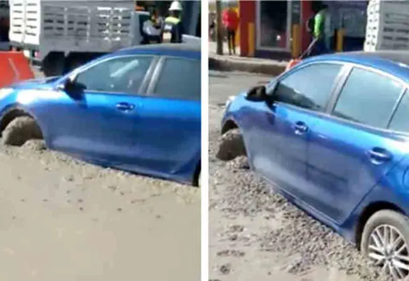 Por querer evitar el tráfico terminó atrapado en un carril de Mexibús.