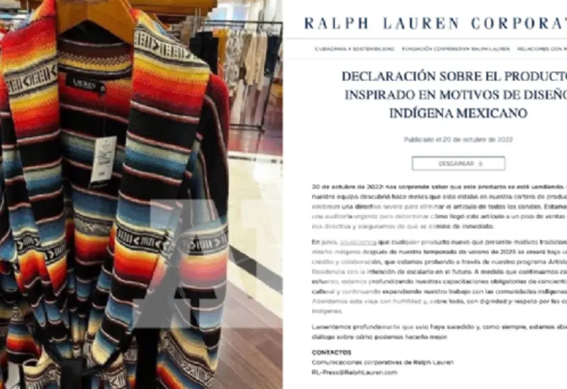 Ralph Lauren explicó que desde hace meses ordenaron el retiro de la prenda que reproduce el diseño indígena del sarape.