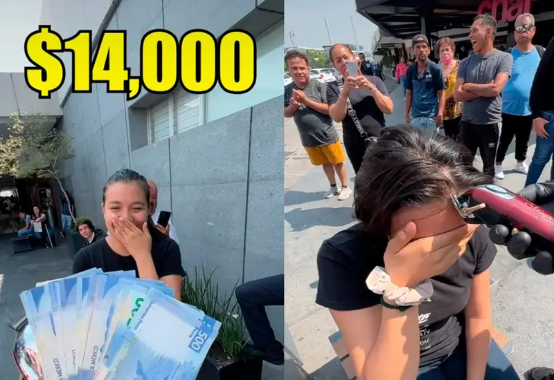 Mujer acepta raparse por dinero.