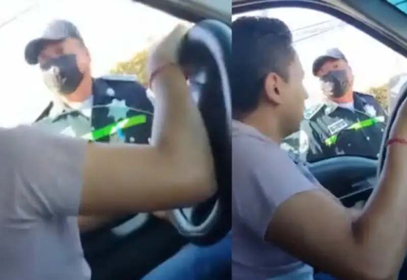 Policía intenta extorsionar a conductor