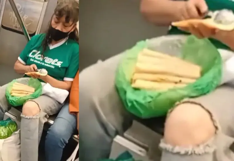 Mujer aprovecha tiempo en el Metro