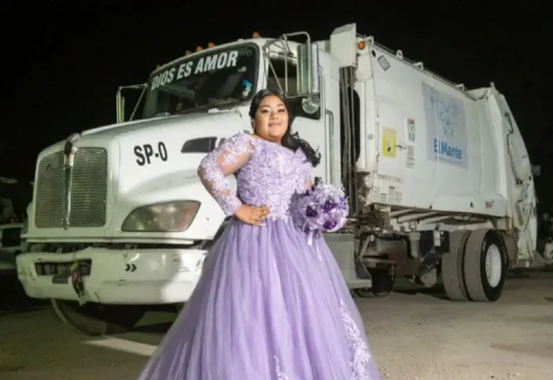 quinceañera_posa_camion_basura_padre