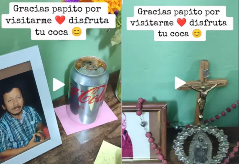 VIDEO | Graba la visita de su papá a su ofrenda de día de muertos