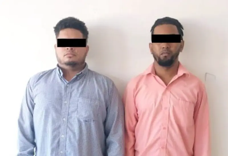 La pareja de colombianos detenida.