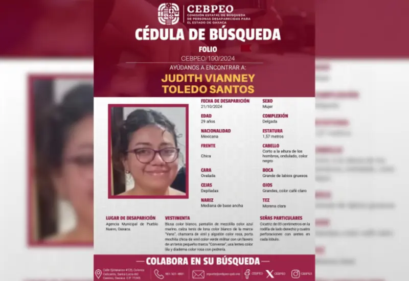 Exigen al Estado mexicano adopte medidas inmediatas para buscar y localizar de forma inmediata de la víctima.