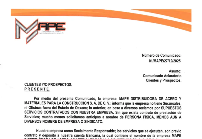 MAPE comunicado