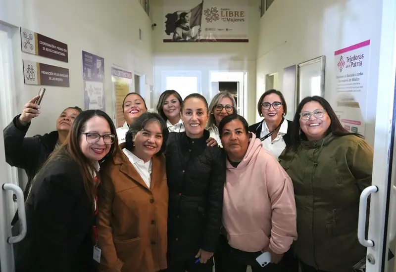 Claudia Sheinbaum durante la inauguración del segundo Centro LIBRE en Ciudad Juárez, evento que forma parte de su gira por el estado de Chihuahua.