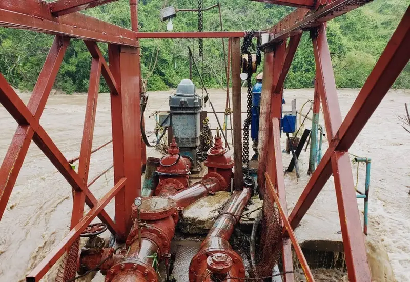 El equipo de bombeo para el suministro de agua potable en Matías Romero, el cual fue enviado a Juchitán para su revisión y ajuste.