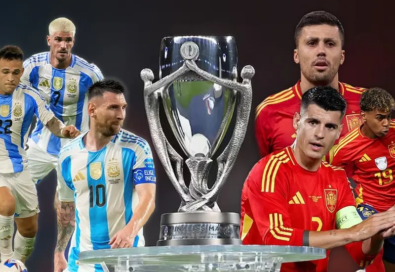 Anuncio promocional del partido de la Finalissima que enfrentará a las selecciones de fútbol de Argentina contra España el 27 de marzo en Qatar.