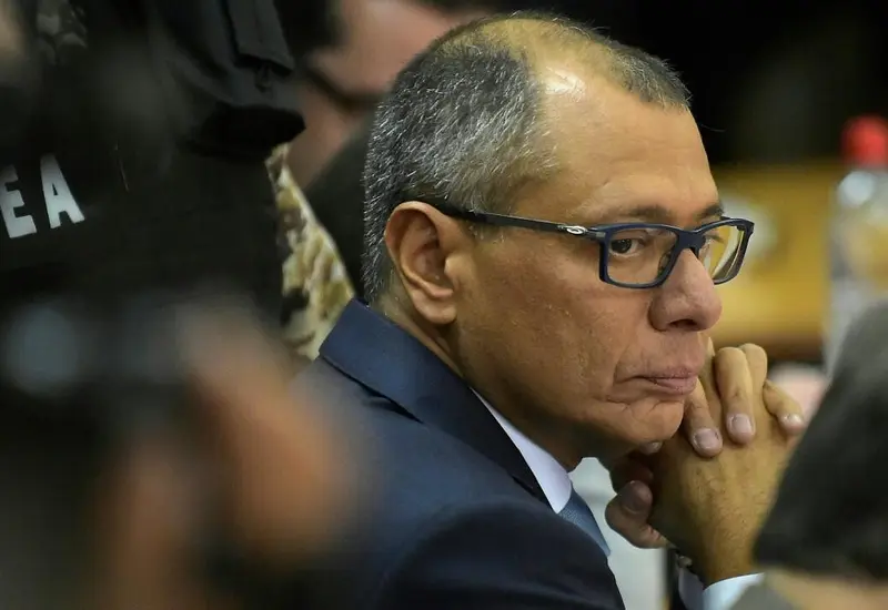 El exvicepresidente de Ecuador, Jorge Glas, en una fotografía que ilustra la noticia sobre su comparecencia por la defensa de sus derechos en prisión.