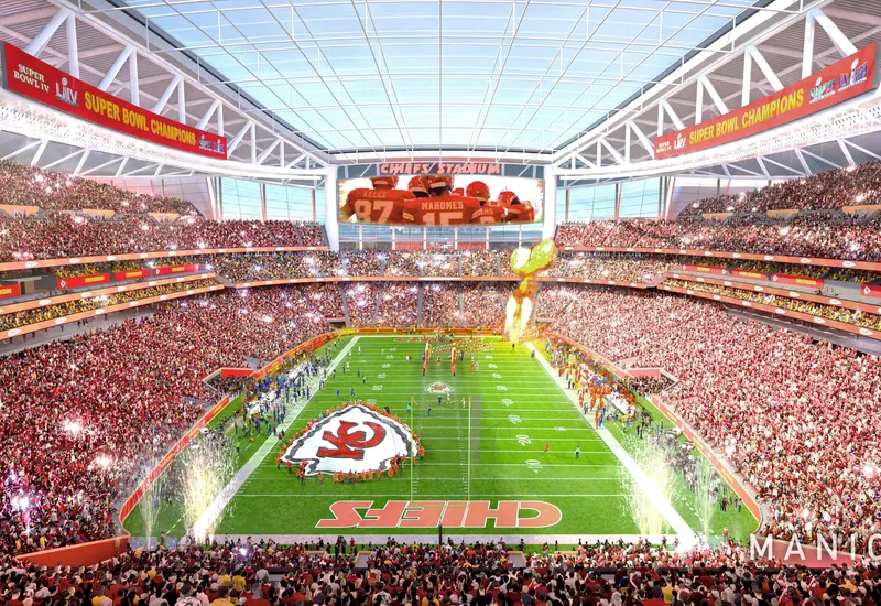 Una vista exterior del Arrowhead Stadium, el icónico recinto que el equipo de la NFL, los Kansas City Chiefs, planea dejar.