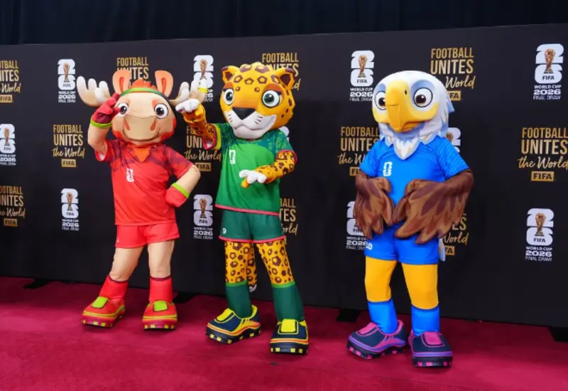 Maple el alce, Zayu el jaguar y Clutch el águila, las tres mascotas oficiales de la Copa Mundial de la FIFA 2026.