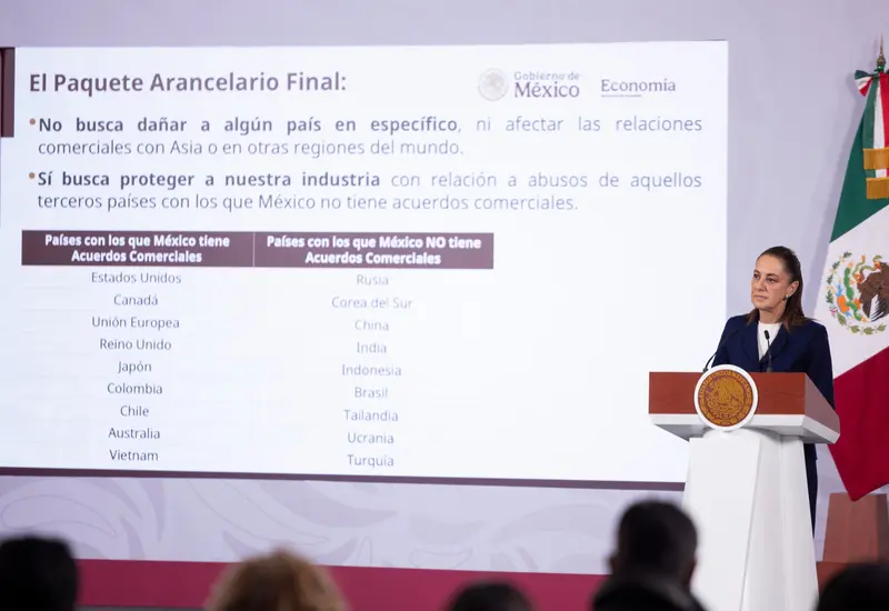 Imagen ilustrativa del Paquete Arancelario del Gobierno de México, diseñado para fortalecer la industria nacional y que entrará en vigor en el año 2026.