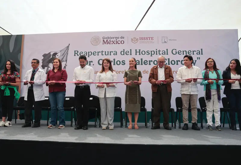 La Presidenta durante el evento de reapertura del Hospital “Carlos Calero Elorduy”, que operará con un abasto de medicamentos al 100 por ciento.