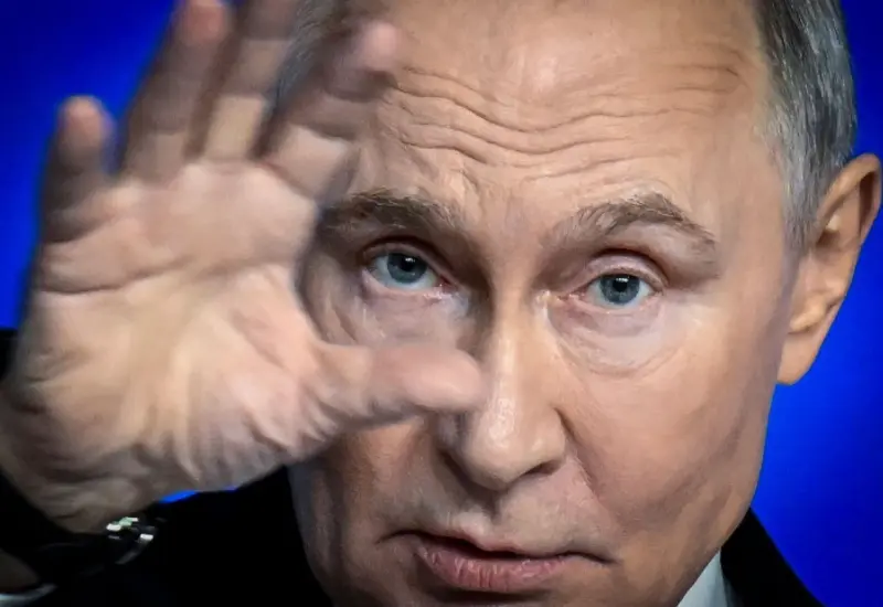 El presidente de Rusia, Vladímir Putin, durante un discurso donde exige a Ucrania el retiro de sus tropas para iniciar negociaciones.