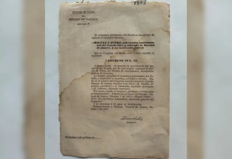 Decreto 13, 7 oct 1873.