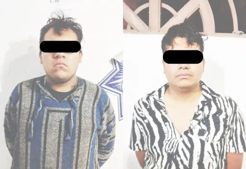 César y Jesús fueron detenidos en Zimatlán de Álvarez al realizar detonaciones de arma de fuego.