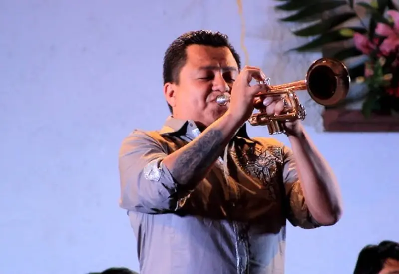 Ricardo Faustino Díaz Méndez es trombonista, tubista, trompetista y arreglista originario de San Lorenzo Cacaotepec.