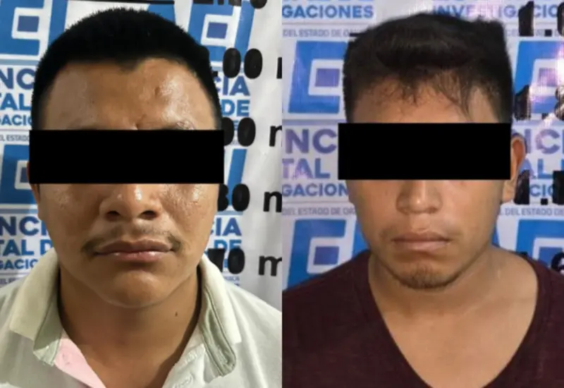 Gregorio R.S y Juan Pablo G.G., fueron detenidos por el delito de homicidio calificado con ventaja en San Pedro Pochutla.
